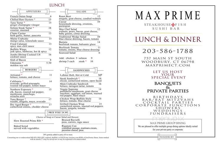 Max Prime Steakhouse, Fish & Sushi Bar - Woodbury, CT