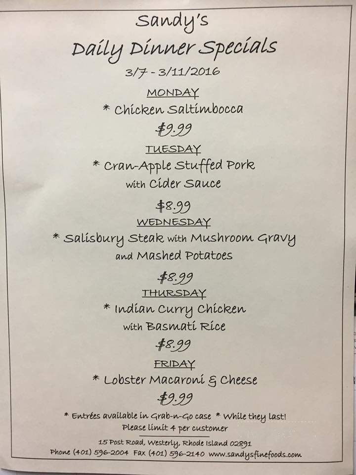 Sandy's Fine Food Emporium - Westerly, RI