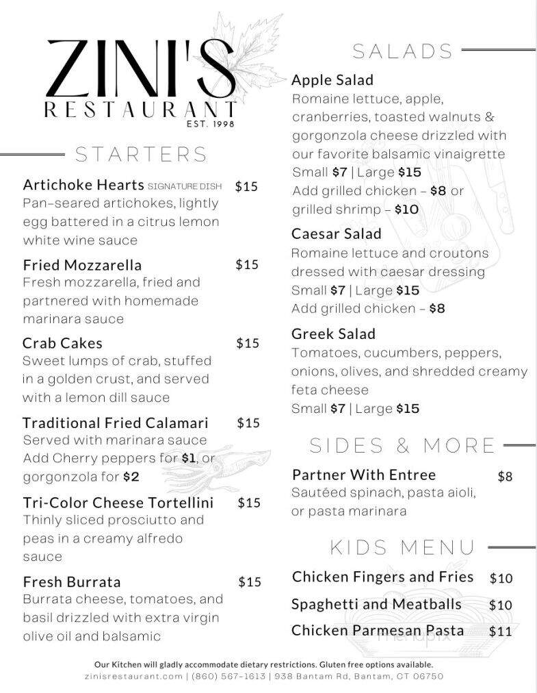 Zini's Restaurant - Bantam, CT