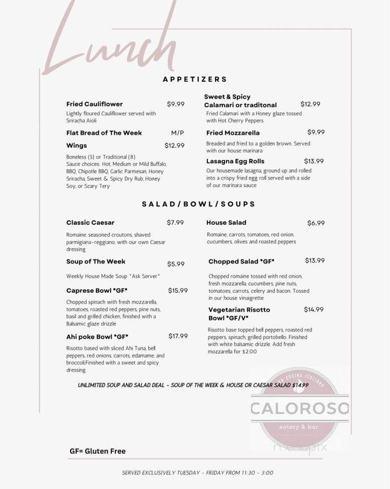 Caloroso Eatery & Bar - Shelton, CT