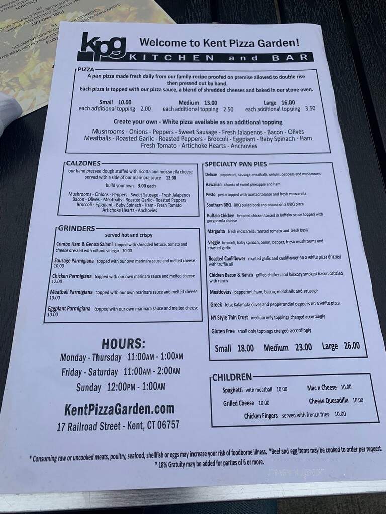 Kent Pizza Garden & Restaurant - Kent, CT