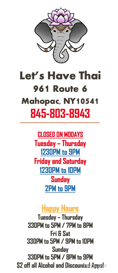 Let's Have Thai - Mahopac, NY