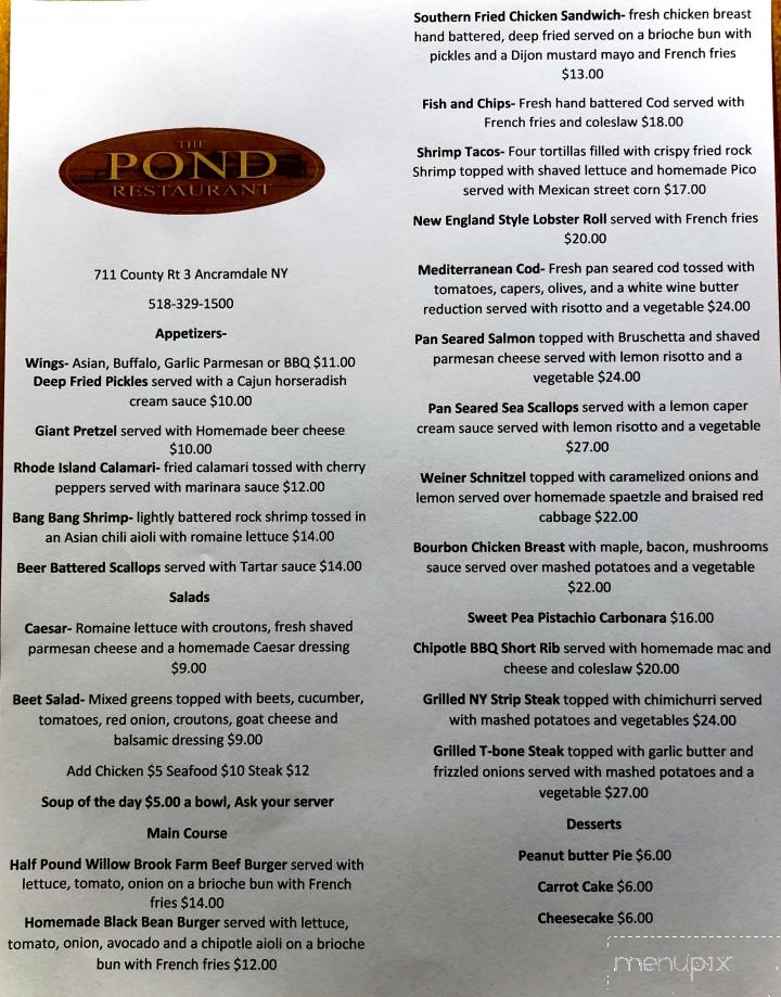 Pond Restaurant - Ancramdale, NY